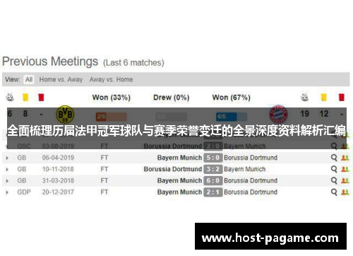 全面梳理历届法甲冠军球队与赛季荣誉变迁的全景深度资料解析汇编